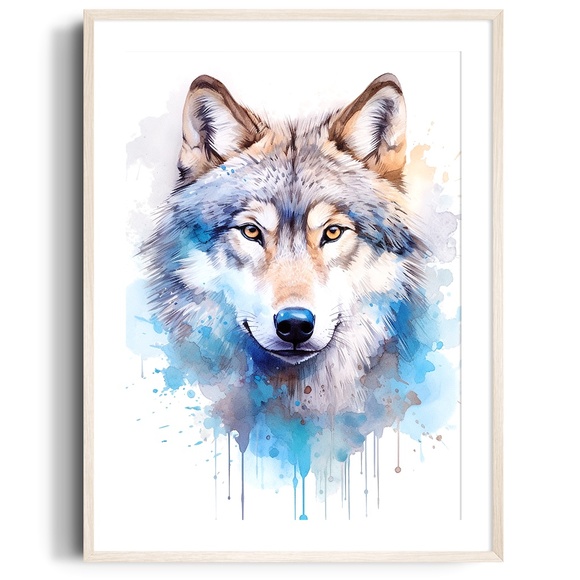 Other - Wolf Portrait Watercolor Wall Art Illustration Print Poster Unframed